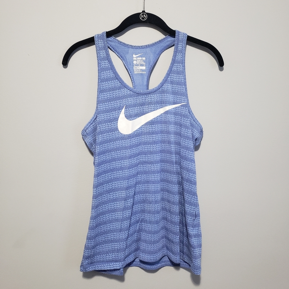 Nike Dri Fit Tank light blue Patterned tank with Nike swoosh, medium